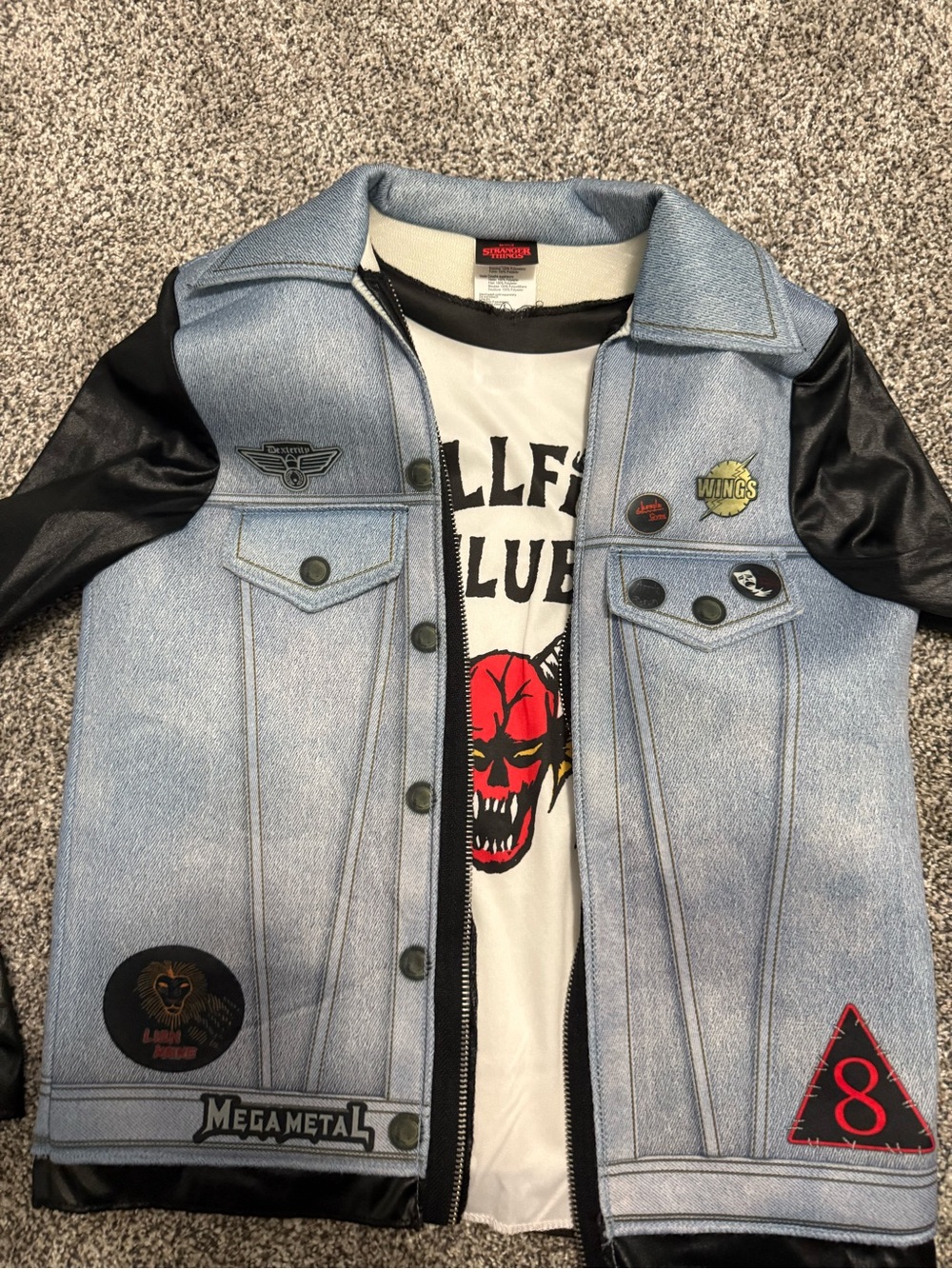 Netflix Light Blue and Black Rocker Costume Jacket from Stranger Things